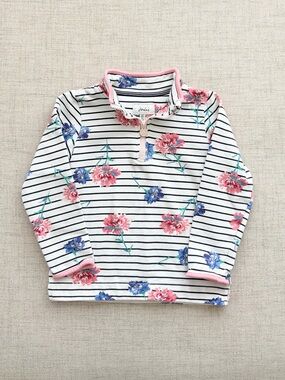 Joules Girls Floral Quarter Zip Pullover Size 7-8y